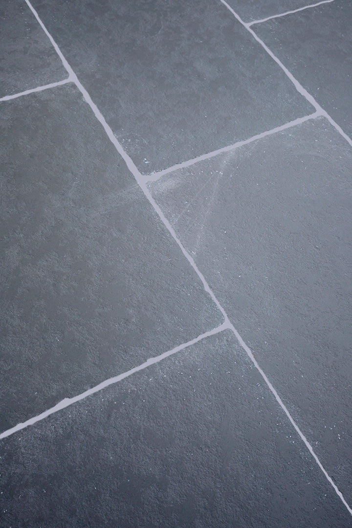 Worn Grey Antiqued Limestone Tiles Display